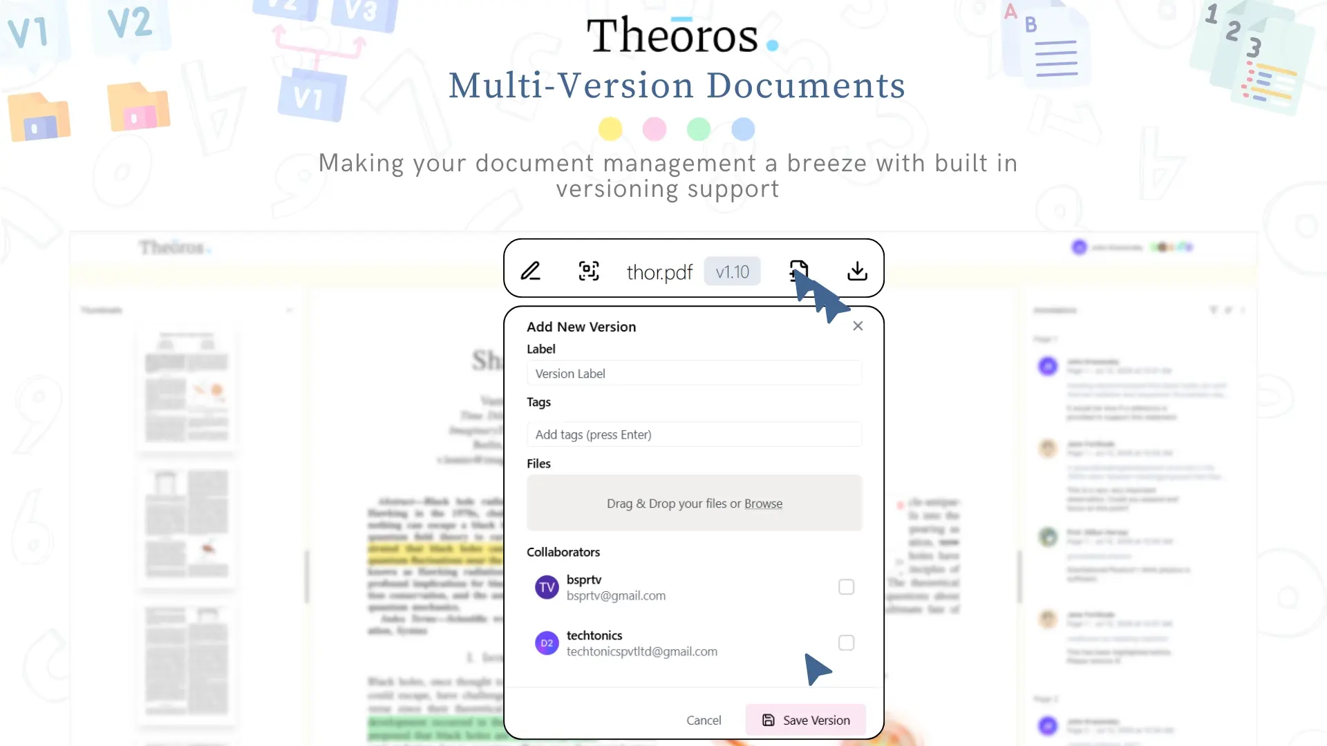Multi-Version Documents and Seemlessly Annotate , Edit and Share your PDFs with Theōros
